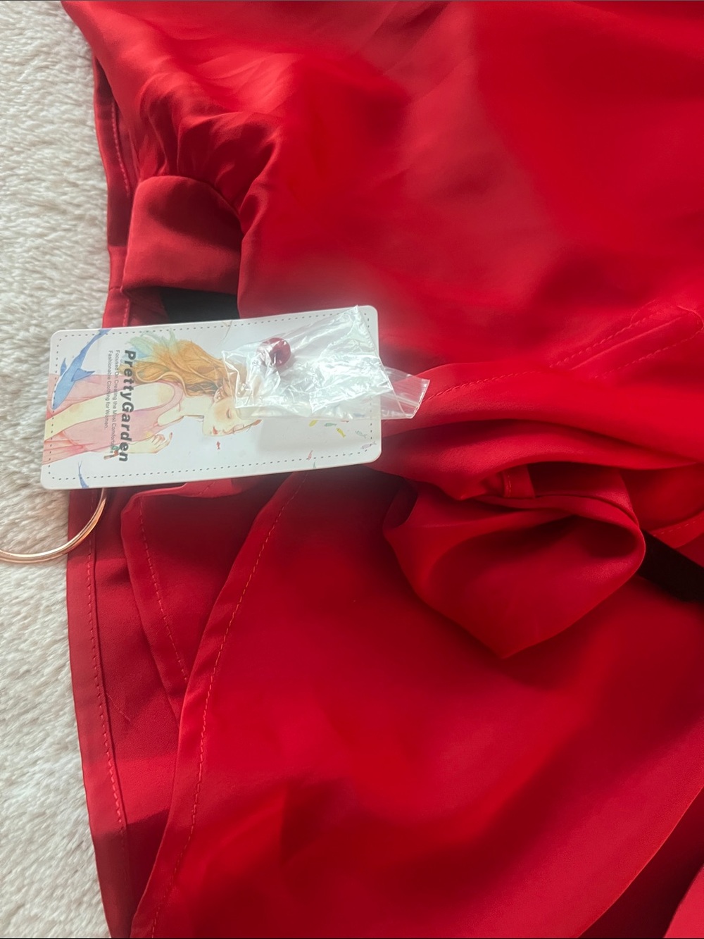 Women’s Red Sleeveless Wrap Dress with Side Tie - Picture 10 of 10